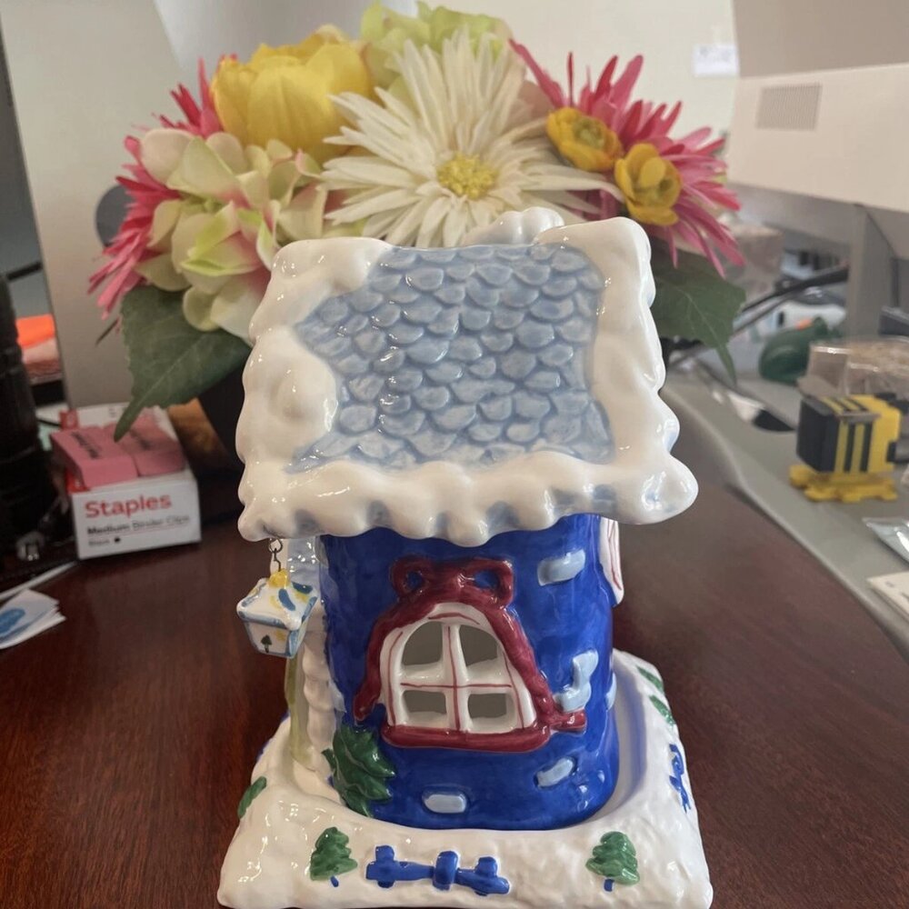 Target Christmas Cottage Tealight Candle Holder, Blue & White - Picture 2 of 9